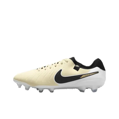 nike Tiempo Legend 10 FG Твердый грунт Твердый грунт Амортизаторы Slip-resistant Футбольные бутсы Мужские Бежевый черный белый