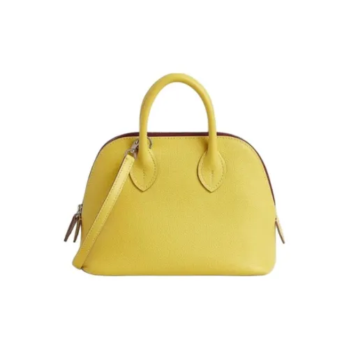 HERMES Bolide Evercolor Телячья кожа Сумка для боулинга Сумка Сумка через плечо Сумка через плечо Мини Женская Желтая