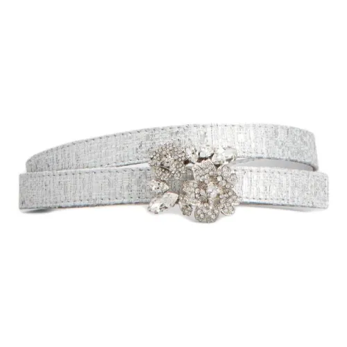 Roger Vivier Smooth Clasp Design Кожаные ремни Женские Серебряный Ширина 1,5CM