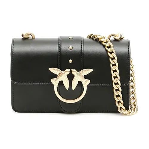PINKO Кожа Swallow Сумка Сумка через плечо Стандартная Женская Черная и Черная Золотая