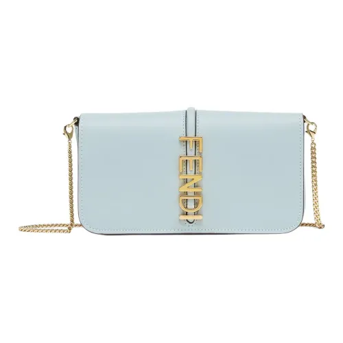 FENDI fendigraphy Телячья кожа Кошелек Женские Светло-синий