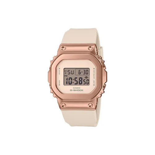 CASIO Кварцевый механизм Женские Full Metal Коллекция Квадратный циферблат Часы с дисплеем 43,8мм*38,4мм*10,9мм Розовый