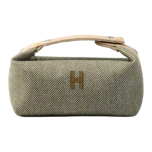 HERMES Невеста a Brac Шерсть Саржа Сумка Туалетная сумка Маленькая Женская Лесной зеленый