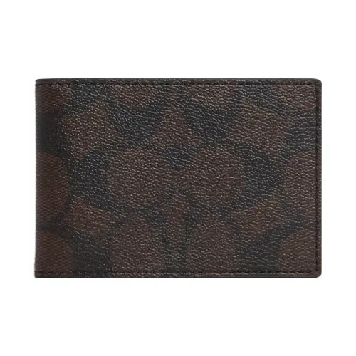 COACH Кошелек Billfold с покрытием из холста и кожаных вставок. Слот для карты слот для удостоверения личности набор для монет кошелек кошелек обычный унисекс кофе