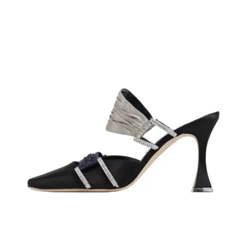 MANOLO BLAHNIK Домашние тапочки 10 см Женские Черный