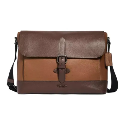COACH Hudson Кожа Сумка-доска Briefcase Сумка через плечо Большая Мужская Коричневая Многоцветная