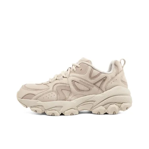 Skechers Амортизация устойчивость к истиранию поддержка низкий верх кроссовки с толстой подошвой мужские бежевые