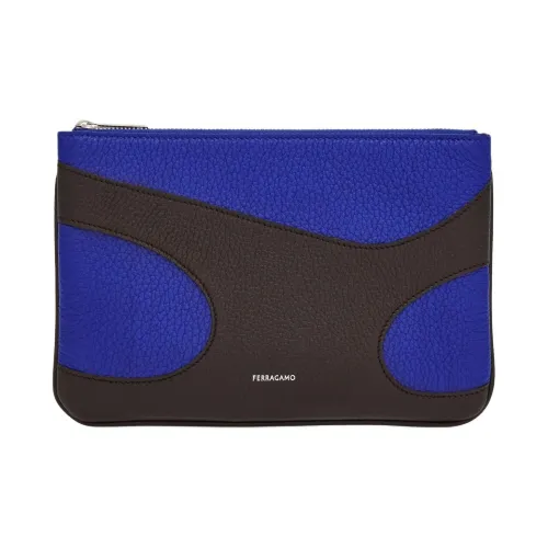 Ferragamo Hammered Телячья кожа Держатель для карт Держатель для карт Мужской Синий Черный