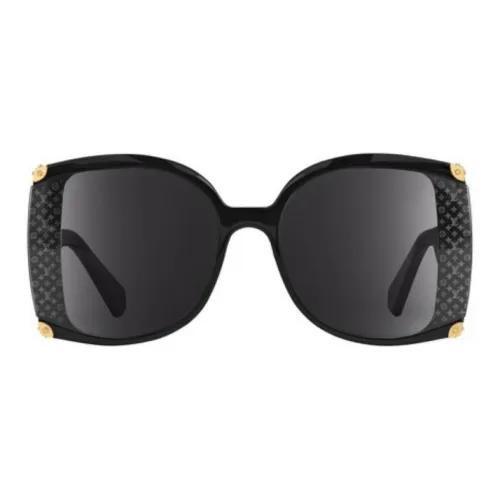 LOUIS VUITTON Литье под давлением Ацетат Нейлон Нерегулярная форма Солнцезащитные очки Женские Черный