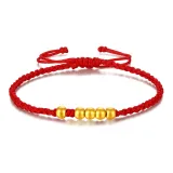 [Улучшенный] One Piece 5 Золотистый Стиль Бусины [Красная Нить, Вес Золото Примерно 0,35 Грамм]