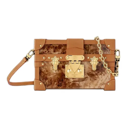 LOUIS VUITTON PETITE MALLE Деревянное Оргстекло Твердая Коробка Сумка через плечо Женская Светлый Умбра