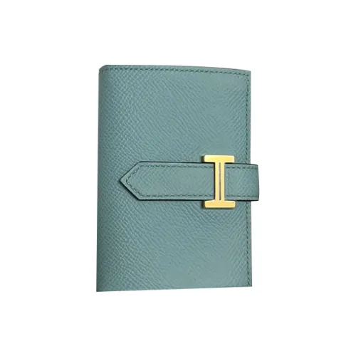 HERMES Bearn Epsom Телячья кожа Кошелек Мини Унисекс 3P BLEU Atoll Голубая лагуна