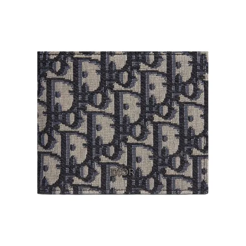 DIOR Кошелек из коровьей кожи с держателем для монет и слотами для карт мужской бежевый черный