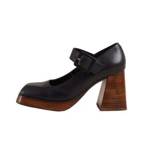 ALOHAS Грубый каблук Mary Jane обувь 8,5 см женский черный