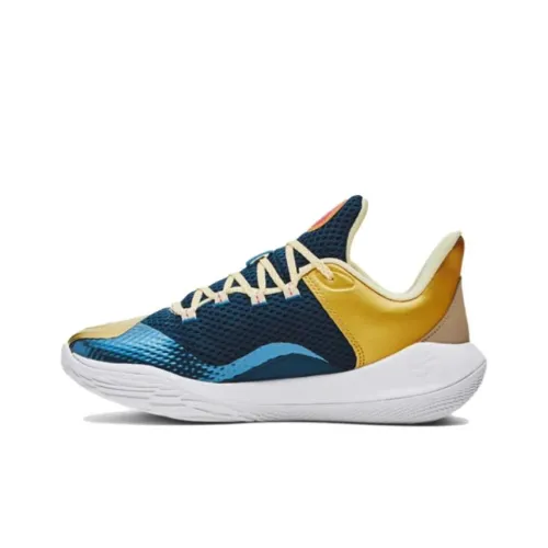 Under Armour Curry 11 Детские баскетбольные кроссовки Низкий топ Синий Золото Унисекс