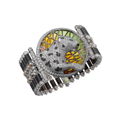 CARTIER 18К Белое золото Эмаль Обсидиан Цаворитовый гранат Оникс Бусины Браслеты Унисекс Черный Серебристый