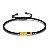 [Улучшенный] 4 Золотые Бусины на всю жизнь [Черная веревка Золото весит примерно 0,3 грамма]