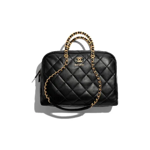 CHANEL Телячья кожа Bowling Bag Сумка через плечо Экстра-большая Женская Черная