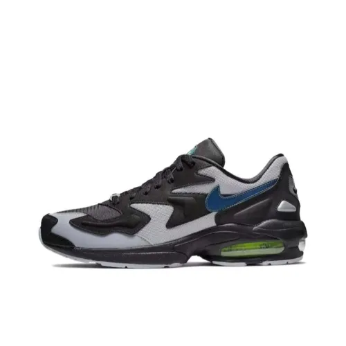 Nike Air Max 2 Свет Abrasion Resistant Дышащий Низкий Топ Беговые кроссовки Унисекс Черный Белый
