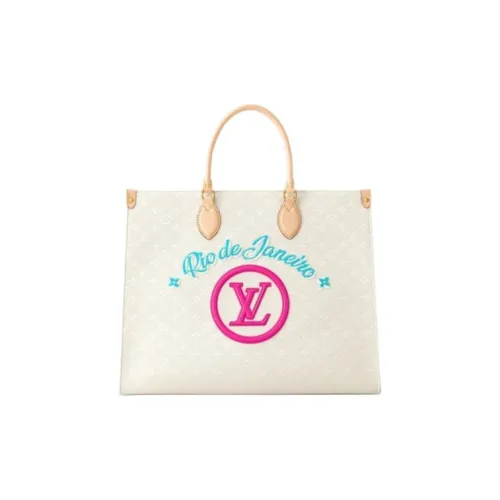 LOUIS VUITTON Жаккард Холст Тоут Сумка Сумка для покупок Сумка Сумка через плечо Женская Белая