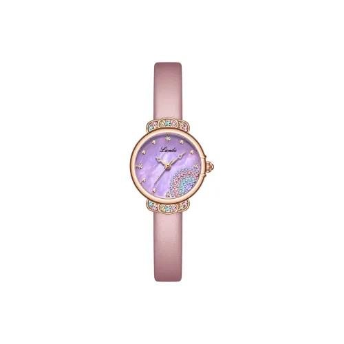 LANDU Encounter Rainbow Students Кварцевый механизм Естественная кожа Ремешок Часы Женские Фиолетовый Циферблат Часов L6700