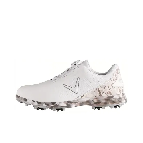 Callaway Slip-Resistant Низкий Топ Гольф Обувь Мужская Белый Серебряный