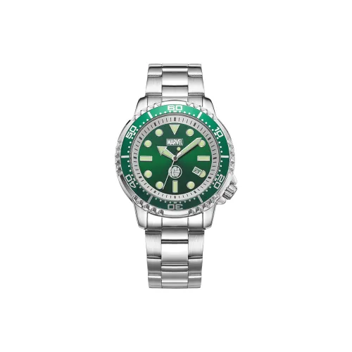 MARVEL Кварцевый механизм стальной ремешок мужские часы зеленый циферблат