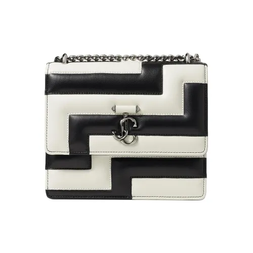 Jimmy Choo Avenue Кожа Сумка через плечо Сумка на плечо Женская Черный Латте Темно-серебряный