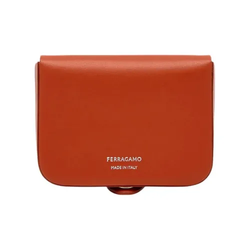 FERRAGAMO Телячья кожа Кошелек для монет Мужской Красный Терракота