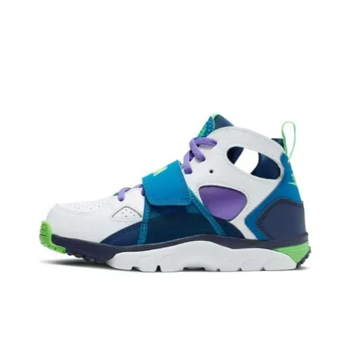 Nike Air Trainer Huarache Устойчивый к истиранию Дышащий MID Топ Винтажные баскетбольные кроссовки Женские Белый Синий