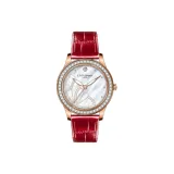 Белый циферблат, красный ремешок