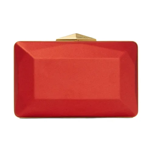 Jimmy Choo Ромб Сатин Клатч Женские Персиково-розовый Перечно-красный