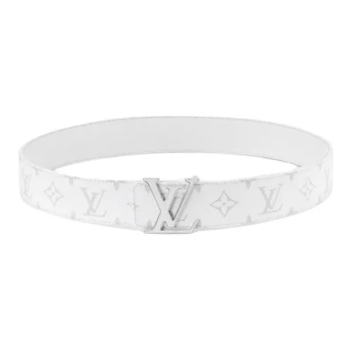 LOUIS VUITTON Ремни из холщовой кожи Мужской Белый Ширина 4CM
