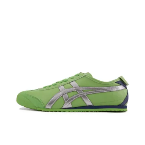 Onitsuka Tiger MEXICO 66 Противоскользящий устойчивый к истиранию низкий топ повседневная обувь унисекс зеленый серебряный