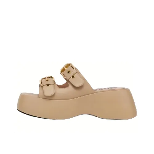 MOSCHINO Резина Sole Quick-Dry Шлепанцы Женские Светлый Умбра