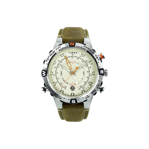 TIMEX Expedition Series Мужские часы Кварцевый механизм Кожаный ремешок 45 мм Бежевый циферблат Часы