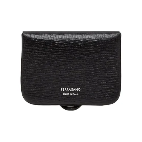 FERRAGAMO Телячья кожа Кошелек для монет Мужской Черный