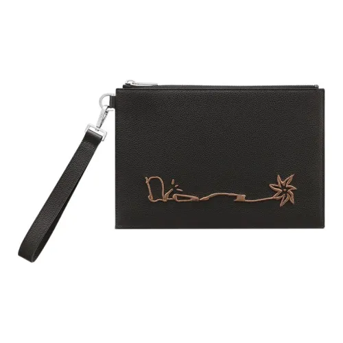 DIOR Кактусовый Джек Коллаборация Гранированная Телячья Кожа Сумка Клатч Мужской Черный