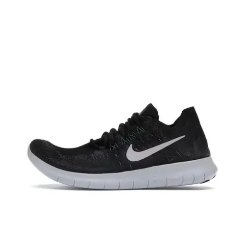 Nike Free RN Flyknit Амортизация Износостойкий Низкий Топ Беговые кроссовки Унисекс Черный