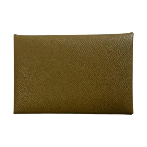 HERMES Calvi Madame Телячья кожа Держатель для карт Женские U8 Бронза Dore Медный Золотой