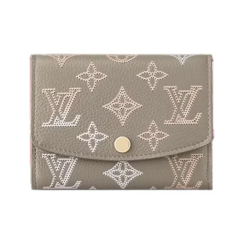 LOUIS VUITTON Victorine Mahina Перфорированный Телячья кожа Victoria Держатель для карт кошелек Женские Серый