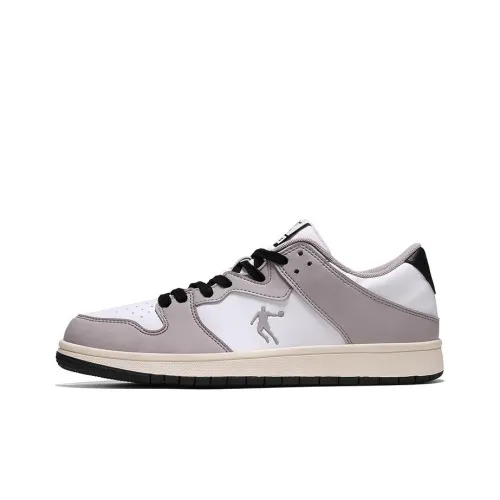 QIAODAN Покрытие Амортизация Низкие Кроссовки для Скейтбординга Мужские Серый Белый