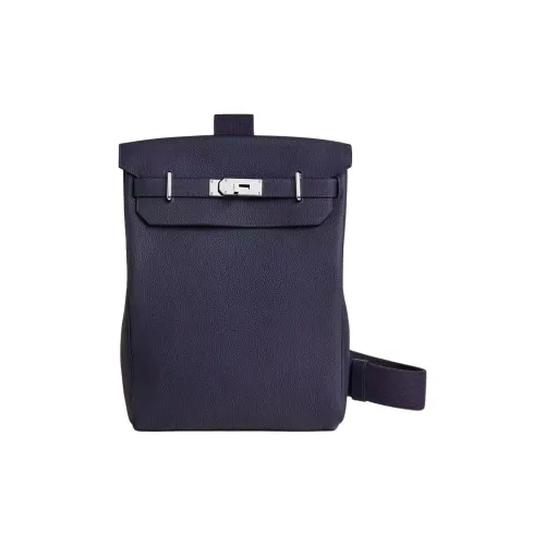 HERMES Hac a Dos Коровья кожа Togo Сумка через плечо Сумка на плечо Большая унисекс 2Z BLEU NUIT Полночный синий