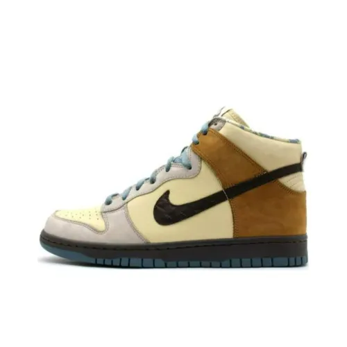 Nike Dunk Slip-Resistant Abrasion-Resistant High Top Skateboard Shoes Unisex Beige Brown