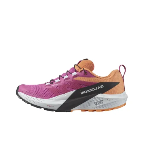 Salomon Sense Ride 5 Противоскользящие устойчивые к истиранию низкий топ беговые кроссовки женские фиолетовые черные апельсиновые