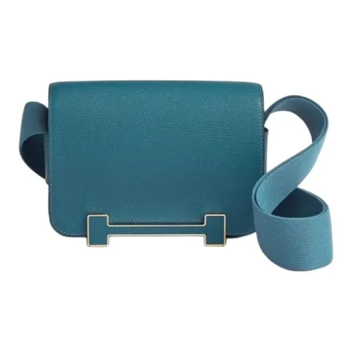 HERMES Geta Mysore Шевро Деревянные Сандалии Сумка Сумка через плечо Сумка на плечо Женская D2 Новый BLEU JEAN Новый Джинсовый Синий