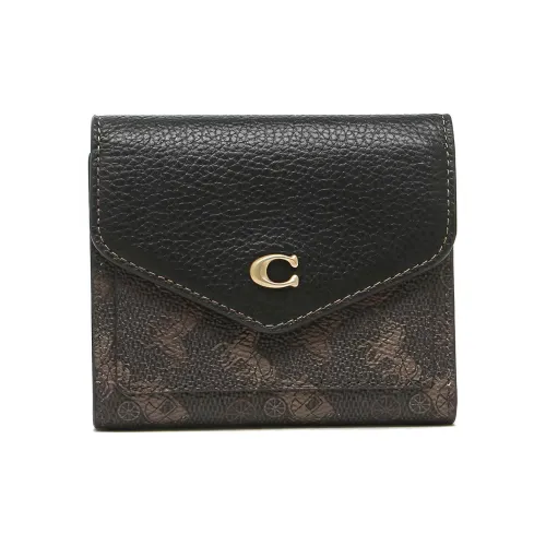 COACH Wyn Кожа Клатч Конверт Монетница Кошелек Обычный Женский Черный