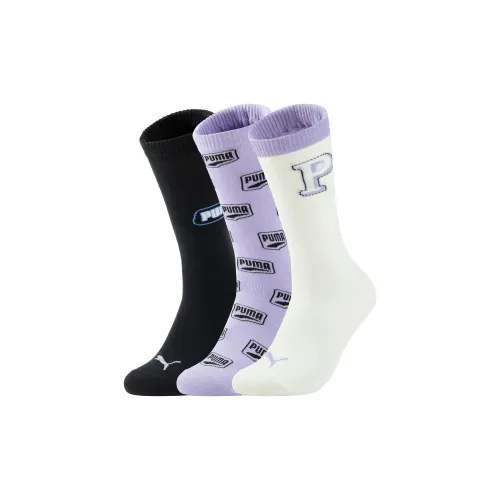 PUMA 3P APAC Высокие носки Унисекс 3 упаковки Светло-фиолетовый + Белый + Черный