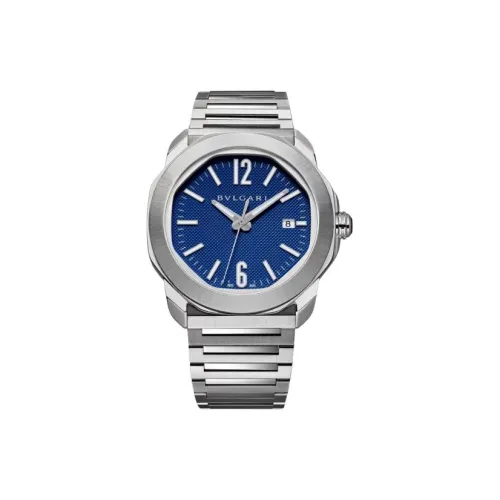 BVLGARI Octo Roma Часы Синий Циферблат С Узором Clous De Paris