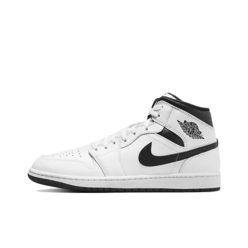 Jordan Air Jordan 1 MID Топ Винтажные баскетбольные кроссовки Мужской Белый черный
